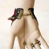 PARTY LEVERINGS Flower Hand Harness armband met vingerring voor bruiloft Lace Tassel Chain Women Girl Halloween Dropship