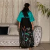 Abbigliamento etnico Dubai Stampa araba Maxi Dress Eid Ramadan Musulmano Donne Abito da sera Marocain Kaftan Turchia Abaya Islamica Jalabiya