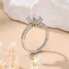 Anelli a grappolo Solitaire Moissanite 1ct Anello di fidanzamento taglio smeraldo per donne 925 Sterling Silver Lab Diamond Diamude Famiglia di gioielli