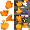 その他のベイクウェア4PCSハロウィーンカボチャゴーストテーマプラスチッククッキーカッタープランジャーフォンダンチョコレート金型ケーキデコレーションツールドロップDEDHFMK