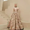 Runway Dresses Luxury Pink Celebrity Dress Floral Print Strapless Bow Beading Long A-line Toast Host Pleat French Vintage Party Evening