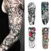 Transfert de tatouage imperméable de faux tatouages ​​temporaires pour les autocollants de loup de l'homme 6 mois Animal Tiger Body Art Faux Tatouage Festival noir 240427