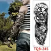 Tatuaż Transfer Duże ramię tatuaż naklejka Pełne rękawy Tymczasowe tatuaże dla mężczyzn Fish Wolf Tiger Tattoo Fake Tatoo dla kobiet Wodoodporna Art Body Art 240427