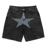 Shorts maschile 2022 MENS JEANS DESIGNER Pentagram Patch Work Shorts American Shorts American Hip Hop Street Clothing Mens Street Clothingl2404