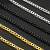 Strands Long Chain Necklace Cuban Chain Necklace Basic Punk Gold Stainless Steel Mens 5/7mm Necklace Jewelry 240424