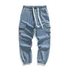Jeans masculinos 2024 Novos calças de harém Casual Student Pockets Color Solid Hip-Hop Jogger masculino Roupas de rua de rua Jeansl2404