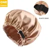 2024 Nouvelle casquette de cheveux satin pour dormir invisible Imitation plate Flat Silk Round Castare Femme Headwear Cérémonie Réglage du bouton Night Hat pour Ajustement de nuit en soie réglable