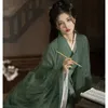 Hanfu klänning kvinnor forntida kinesiska traditionella hanfu set kvinnlig cosplay kostym sommar Hanfu grön jacka med vit klänningsuppsättningar 240418