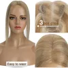 Toppers Snoilite 8x10cm Hand Crochet Human Hair Toppers Women Topper Natural Hair Wigs Single Knot Center Part Mono Hairpiece Extension