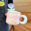 Mugs Milk Fufu Flower Cup High Beauty Girl Mug With Lid Spoon Household Ceramic Drinking Breakfast Coffee