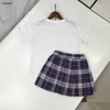 Luxury Princess dress kids tracksuits designer baby clothes Size 120-160 CM Cartoon pattern printed T-shirt and pants lined short skirt 24April