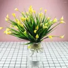 Flores decorativas Mini calla artificial com folhas verdes Lily Aquatic Plants Home decoração Decoração de casamento de flores