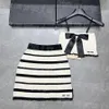 Luxury Women Knitted Tanks Dress Set Striped Designer Knits Tops Skirt Outfits Letter Tank Singlet Skirts Sexy Bandeau Singlets Dresses Sets