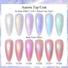 Nail Polish MEET ACROSS 7ML Aurora Top Coat 6 Colors Reflective Glitter Gel Nail Polish Semi Permanent UV Gel Nail Art Design For Manicure Y240425