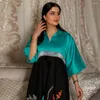 Abbigliamento etnico Dubai Stampa araba Maxi Dress Eid Ramadan Musulmano Donne Abito da sera Marocain Kaftan Turchia Abaya Islamica Jalabiya