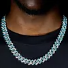 Strands Full flow water stone geometric blue heavy Cuban chain link mens necklace hip-hop jewelry 240424