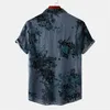 Men's Casual Shirts Gray Retro Hawaiian Floral Shirt Men 2023 Brand Casual Short Sleeve Button Up Beach Shirts Men Daily Holiday Vacation Clothing 240424