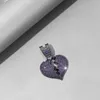 Strängar 2023 Populära herrar Hip Hop Purple Love Pendant Halsband 16mm kubansk kedja Ice Sparkling Halsband Fashion Smycken gåvor 240424