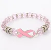 Perges de sensibilisation au cancer du sein Bracelets Bracelet de ruban rose Dôme Dôme Cabochon Boutons Charmes Bijoux Gifts pour filles Femmes 626469245712