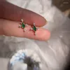 Stud Earrings OBEAR Simple Exquisite Vintage Green Zircon Cross Women Fashion Temperament Jewelry