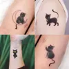 Dövme Transfer Kara Kedi Tatoo Sticker Kalıcı Kadın Erkek Kol Punk Geçici Dövme Sevimli Sanat Sahte Dövmeler Su Geçirmez Tatuajes 240427