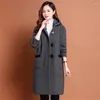 Damen Strick Herbst Winter Mode koreanische Kapuze abnehmbares Design Strickmantel Strickwege Lady Long Jacket Coats Frauen Kapuze -Strickjacke Pullover