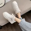 Casual Shoes For Women 2024 Summer Lace Up Women's Vulcanize Solid Color Grid Sport Ladies Breathable Sneakers