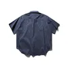 القمصان غير الرسمية للرجال 2024 الصيف منقوشة قميص قصير الأكمام الرجال اليابانية كوريا الشوارع سيتي بوي الفضفاضة بلوزات الذكور