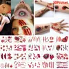 VI8Y Tatuagem Transferência de tatuagem 30pcs Halloween Tema Bloody Wound Tattoo Stickers impermeável maquiagem de face crianças Favoras de festa Decoração 240427