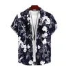 Mäns casual skjortor hawaiianska skjortor herrar vintage kubansk krage blommig skjorta sommarstrandsemester kort ärm blusar knapp ner cardigan 240424