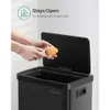 Songmics Sensor Sensor Trash CAN 18 -Gallon (68L) - Автоматический кухонный мусорный бак с крышкой оставшейся открытой, мягкая близкая нержавеющая сталь, включает в себя 15 мешков для мусора - чернила черные