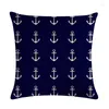 Pillow Sea Blue Compass Printed Cover Anchor Pattern Marine Ship Throw Case Decorative Pillowcase Cojines Almofadas H766