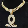 Strands Mens and Womens Hip Hop Block Pendant Necklace All Crystal Cuban Chain Hip Hop Letter Necklace Fashion Charm Jewelry Gift 240424