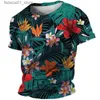 T-shirt maschile Maglietta estiva Hawaiian Mens 3d Coconut Tree Stampa corta Top Casual Casual Oversize T-shirtq240426