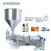 ZONESUN Pneumatic Double Nozzles Paste Liquid Cream Honey Beverage Juice Filling Machine Pneumatic Oil Bottle Filler ZS-GY2