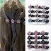 Haarclips Bronrettes Fashion Crystal Flowers Haarclips voor vrouwen Girls Rhinestones Braid Hairspins Pony Bony Side Clip Barrettes Koreaanse haaraccessoires 240426