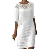 Kobiety puste boho sukienka białe vestidos letnie moda koronkowe luźne sukienki plażowe eleganckie panie zwykłe midi 240418