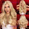 HAIRCUBE New Synthetic Wig Gold Split Long Curly Hair Womens Style Recommended Product wigs