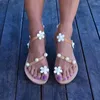 Casual Shoes 2024 Summer Women Sandals Sweet Boho Pearl Decoration Leather Flats Plus Size Beach Sand Holiday Zapatos