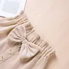 Skirts 1-5Y ldren Kid Baby Girls Skirts Cute Bow Button A-Line Skirts Autumn Spring Girls Clothing Costumes H240509