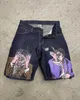 Szorty odzieżowe męskie spodnie Y2K Pants Hip-hop anime kreskówka graficzna graficzna retro czarne dżinsowe szorty gimnastyczne Męskie Basketball Shortsl2404