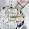 Świąteczne materiały eksploatacyjne STRONA PROPOMOWANIA TOPORT TOPPER Square Gold Acryl Cupcake dla dzieci dekoracje imprezowe