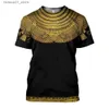 Men's T-Shirts 3D Egyptian Pharaoh Printed T-shirt Summer Casual Retro T-shirts Eye of Horus Mens Fashion Oversized Short Sleeve Tops Q240426