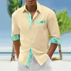 Herren lässige Shirts T mit Taschen Herren Farbe passende digitale 3D -Druckstil Feiertags Meeres Beach Langarm Männer T -Shirt Shirt