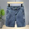 Jeans masculinos Verão fino masculino shorts jeans de jeans da moda e casual elástico