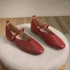 Casual schoenen vrouw zomer vierkant teen lage zacht opgeloste lolita ballerina stevige kleuren flats vrouwelijk elegante Franse retro mary janes