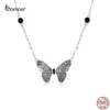 Tartgınlar Bamoer 18.5 '' 925 STERLING Gümüş Klasik Vintage Butterfly Hayvan Kolye Kolye Kadınlar İçin S925 Güzel Yıldönümü Takı