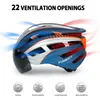 FUNWICT MTB Cycling Helmet Goggles Visor Rear Light Road Bicycle Safety For Men Motorcycle Scooter Mountain Racing Bike Helmets 240422