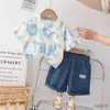 Kleidungsstücke Kinder Modekleidung Anzug Sommer Kinder Jungen Mädchen Kausale Printhemd Shorts 2pcs/Set Kids Kleinkind Kleidung Kleidungskind 0-5 Jahre