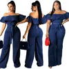 Kvinnors jumpsuits 2024 Fashion Elastic Plus Size Big Jeans Women Ladies Pants